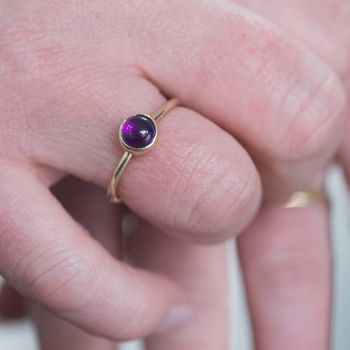Solid Gold February Birthstone Amethyst Stacking Ring, 2 of 4