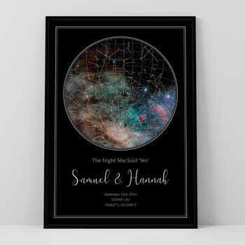 The Night She Said Yes Personalised Star Map Print Engagement Gift, 4 of 12