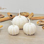 Natural White Pumpkin Candle Set Of Three Autumn Decor, thumbnail 1 of 10