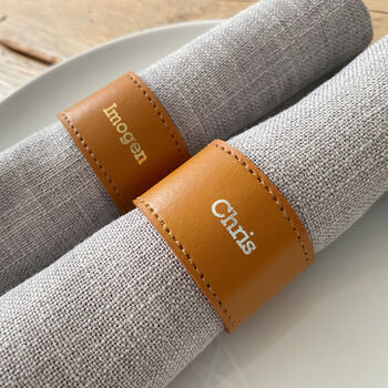 Six Personalised Leather Napkin Rings, 2 of 10