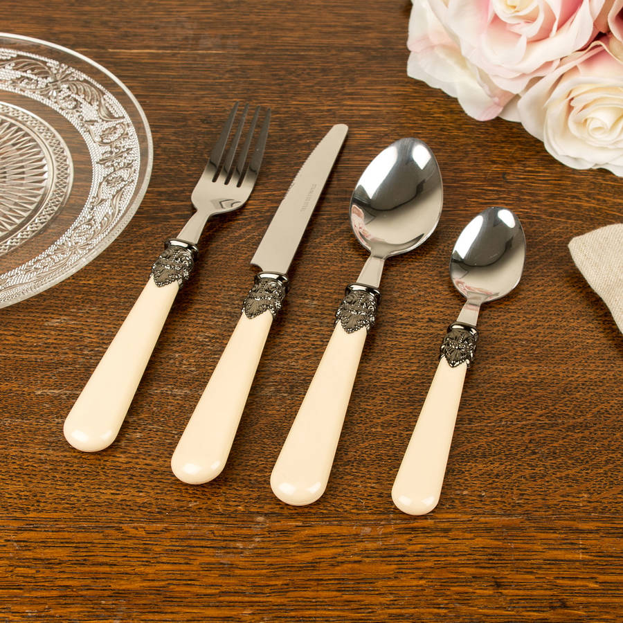 24 Piece French Antique Cream Cutlery By Dibor