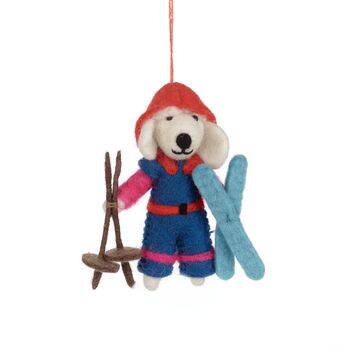 Felt Porscha The Skiing Poodle Hanging Decoration, 4 of 5