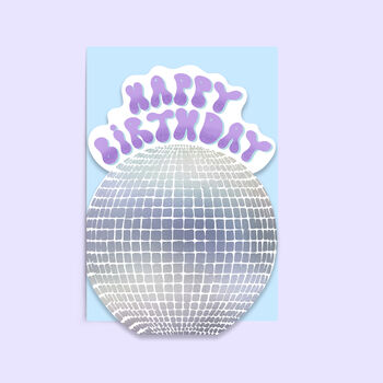 Disco Ball Holographic Foil Birthday Card, 2 of 2