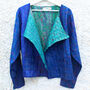 Kantha Handstitched Blue Silk Jacket, thumbnail 7 of 8