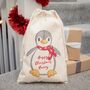 Penguin Personalised Children's Christmas Sack, thumbnail 2 of 3