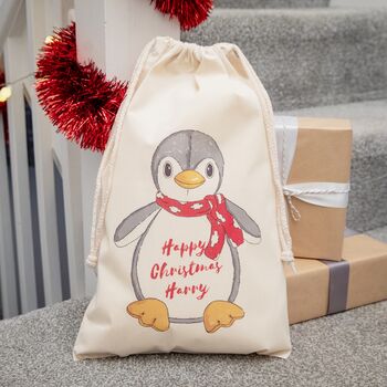 Penguin Personalised Children's Christmas Sack, 2 of 3