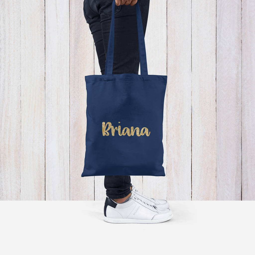 personalised glitter name tote bag by sarah hurley | notonthehighstreet.com