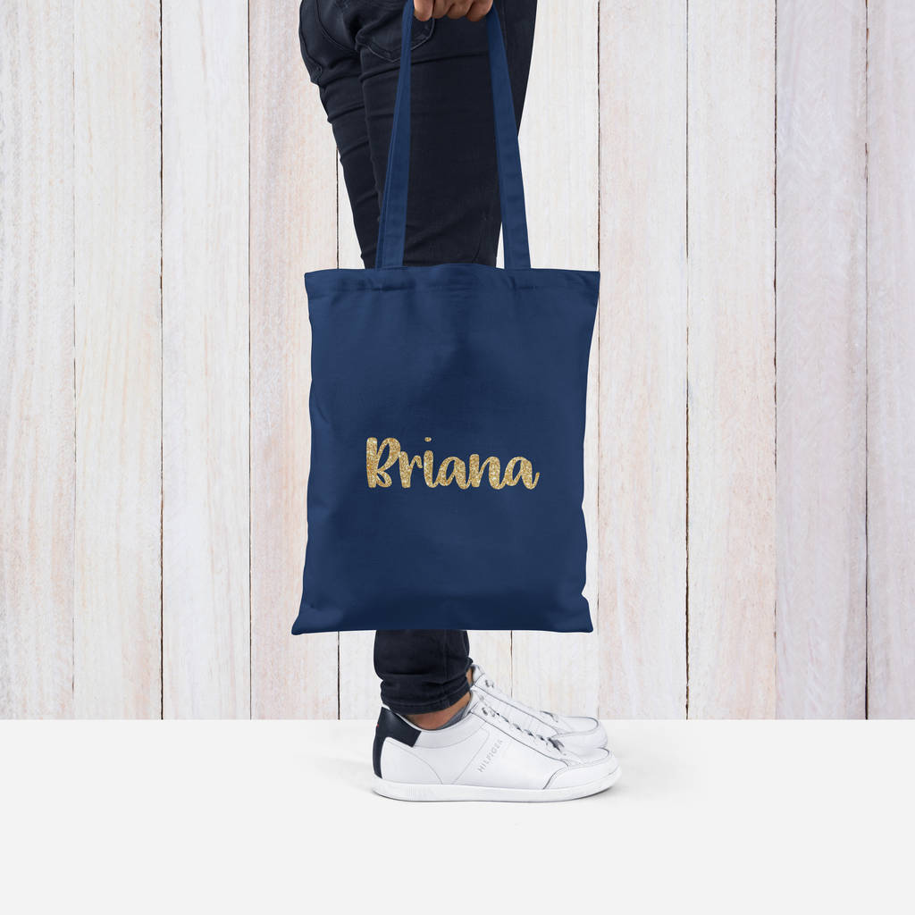 personalised glitter name tote bag by sarah hurley