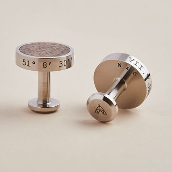Personalised Stainless Steel And Walnut Wood Cufflinks, 5 of 8