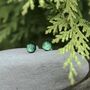 Pale Green Fused Glass Sterling Silver Stud Earrings, thumbnail 7 of 12