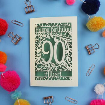 Personalised 90th Birthday Card Papercut Flower Design, 5 of 7