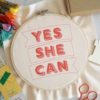 Yes She Can Embroidery Hoop Kit, 3 of 6
