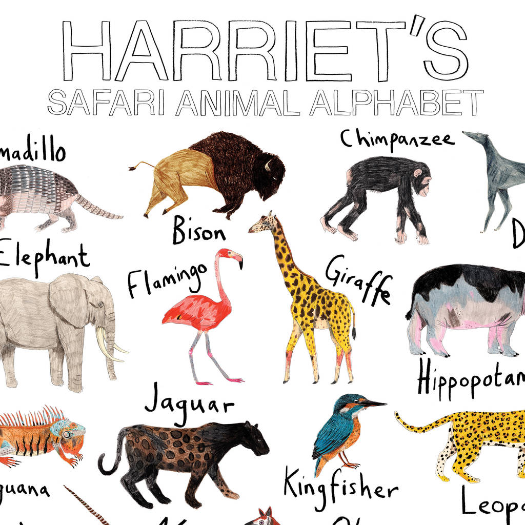 Personalised Animal Alphabet Print By James Barker