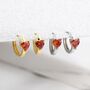 Garnet Red Heart Cz Huggie Hoop In Sterling Silver, thumbnail 1 of 11