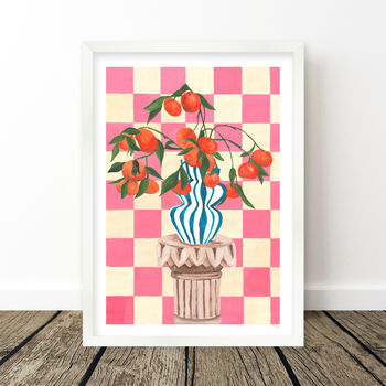 Checkerboard Grecian Clementines Still Life Print, 6 of 8