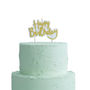 Gold Glitter Happy Birthday Cake Candle, thumbnail 2 of 2