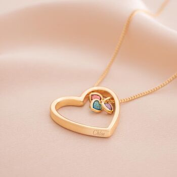 Family Heart Birthstone Personalised Heart Necklace, 4 of 12