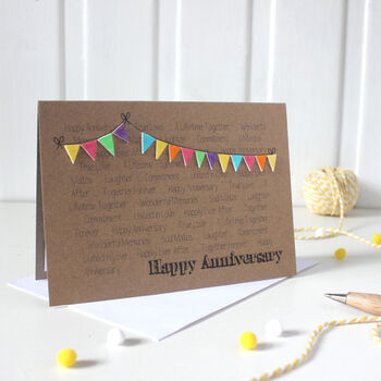 Personalised Happy Anniversary Card With Bright Bunting, 4 of 6
