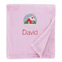 Personalised Cosy Christmas Blanket With Embroidered Festive Cottage Design, thumbnail 2 of 12