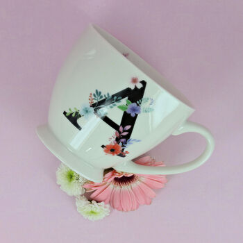 G Decor Floral Alphabet Ceramic Tea Coffee Xl Mug Cup, 3 of 12