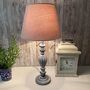 52cm Grey Washed Wooden Fluted Bedside Table Lamp With Plain Shade, thumbnail 1 of 7