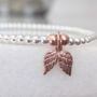 Sterling Silver And Rose Gold Angel Wings Bracelet/Anklet, thumbnail 4 of 7