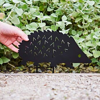 Recycled Metal Hedgehog Silhouette Garden Stake, 2 of 5