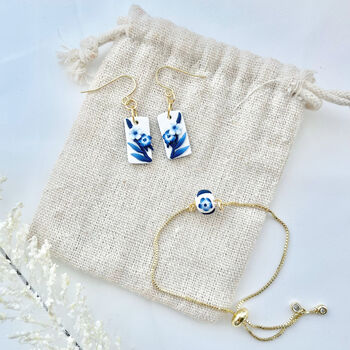 Handmade Blue And White Floral Clay Jewellery Gift Set, 2 of 3