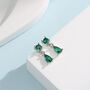 Emerald Green Double Cz Stud Earrings Sterling Silver, thumbnail 1 of 11