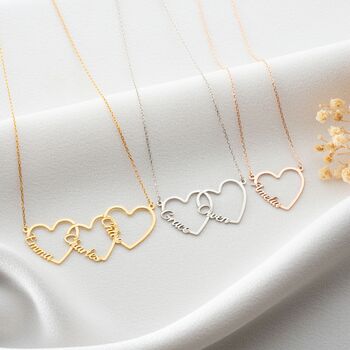 Custom Hearts Necklace With Name In Sterling Silver, 2 of 8