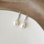 Nia Crystal White Ivory Pearl Drop Ball Gift Earrings, thumbnail 3 of 4