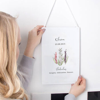 Birth Flower Personalised Water Colour Hanging Print, 10 of 12