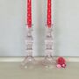 Pair Of Pink Glass Candlesticks ~ Two, thumbnail 2 of 5