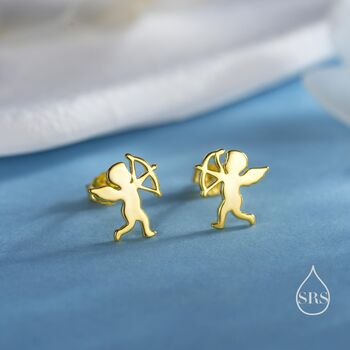 Sterling Silver Tiny Cupid Angel Stud Earrings, 7 of 12