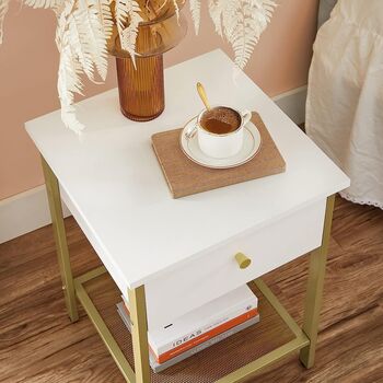 Bedside Table Sofa Side Table Nightstand With Drawer, 4 of 9