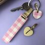 Personalised Pink Gingham Glitter Stick Keyring, thumbnail 3 of 4