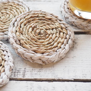 Wicker Drinks Coasters Set Of Four, 3 of 4