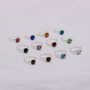 925 Sterling Silver Personalised Birthstone Ring, 2 of 6