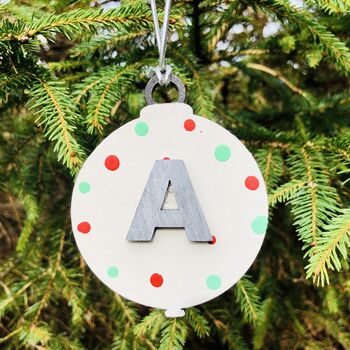 Alphabet Letter Bauble Christmas Tree Decoration, 6 of 8