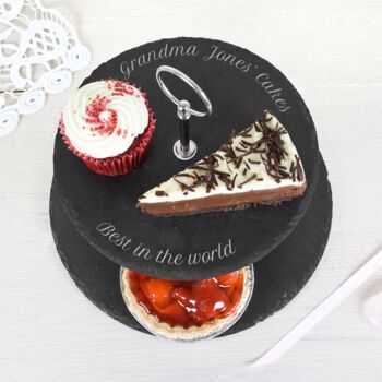 Personalised Two Tiered Slate Cake Stand, 5 of 6