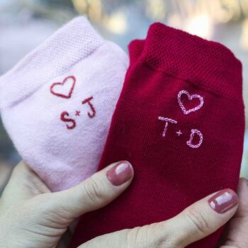 Women's Personalised Bamboo Valentine's Heart Socks, 3 of 4