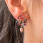 Dainty Gemstone Earrings With Rose Pearl Drop, thumbnail 1 of 9