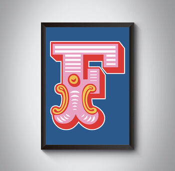 F Capital Letter Bold Carnival Circus Art Print, 3 of 4