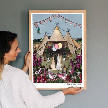 Wedding Tipi Personalised Fine Art Print, 2 of 3