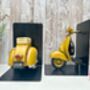 Yellow Scooter Bookends Metal Shelf Decor Moped Gift, thumbnail 4 of 8