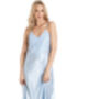 British Made Pale Blue Long Satin Nightdress With Deep Lace Detail Ladies Size 8 To 28 UK, thumbnail 2 of 4