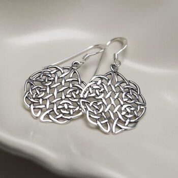 Sterling Silver Celtic Dara Knot Earrings, 6 of 7