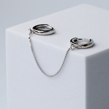 Sterling Silver Double Piercing Hoop Earring, 2 of 6