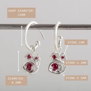 Real Ruby And Recycled Silver Hoop Earrings, 7 of 7