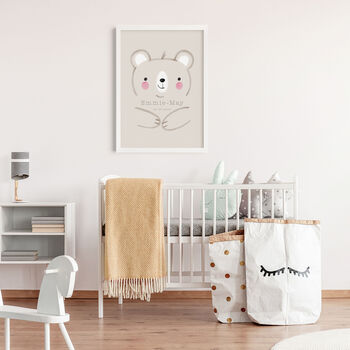 Cute Bear Personalised Name And Date Print, 9 of 10